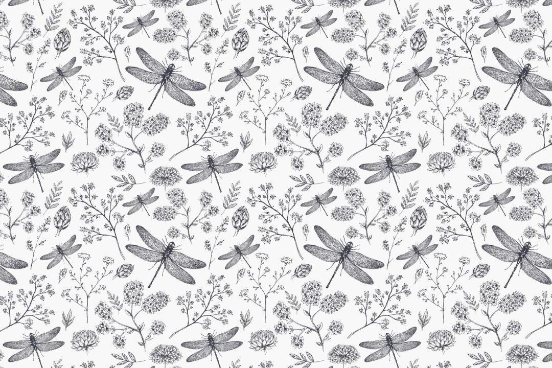 Dragonfly Illustration Wallpaper Mural