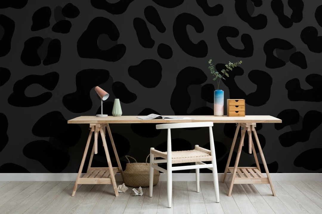 Mural Papel Pintado Animal Print Estampado Leopardo Negro