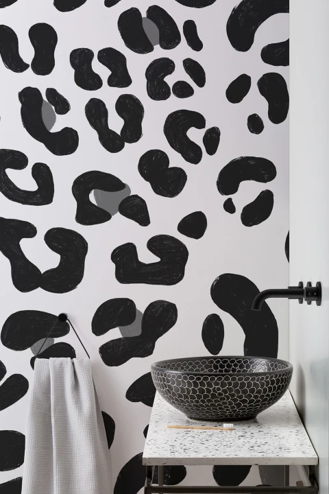 Black & White Leopard Print Wallpaper Mural