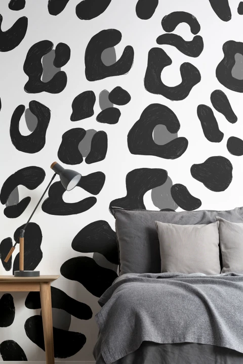 Black & White Leopard Print Wallpaper Mural