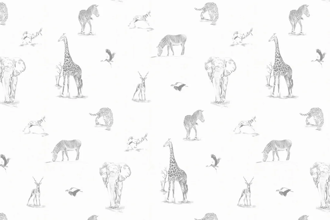 Illustrated Safari Animals Wallpaper