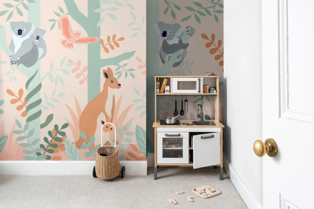 Koala și Kangaroo Australian Jungle Kids Wallpaper Mural