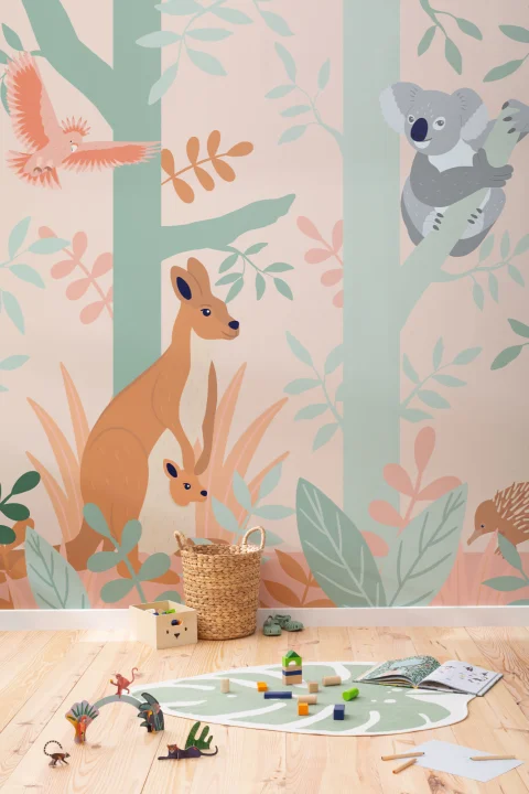 Koala e Canguru Australian Jungle Kids Wallpaper Mural