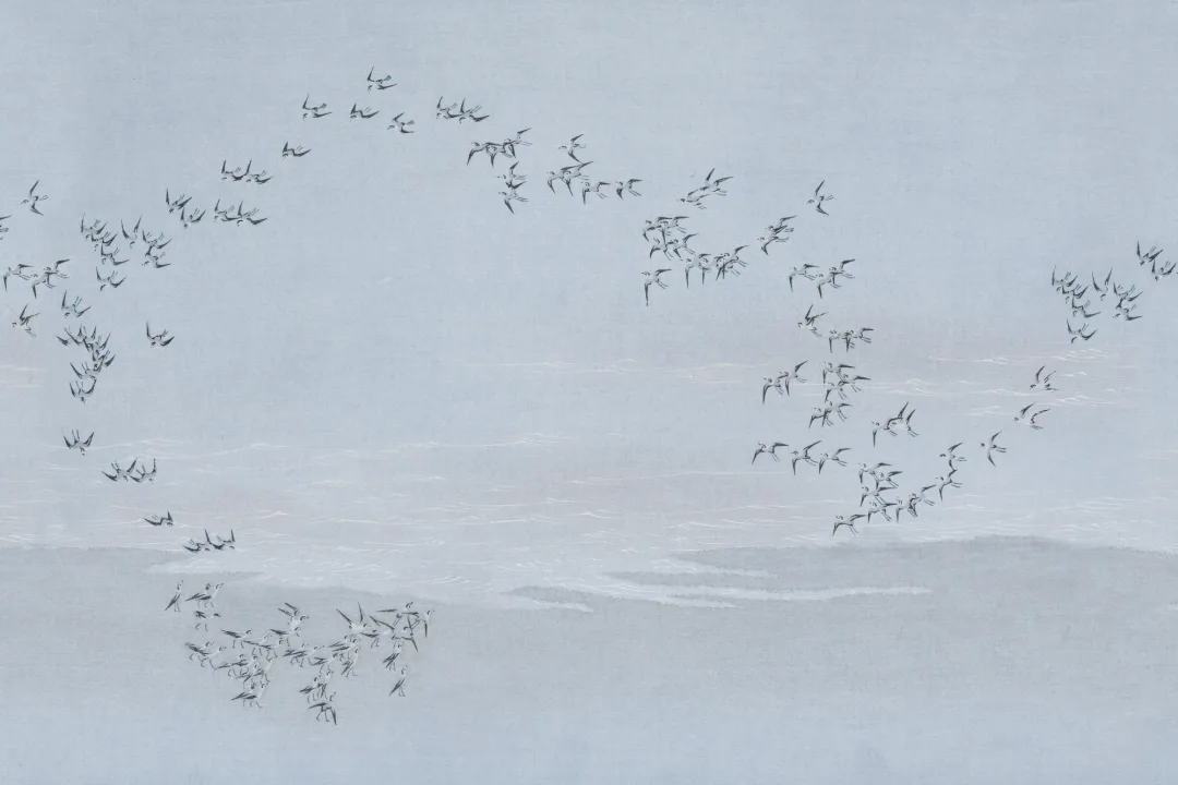 Blue Bird Flock Scenic Animal Art Mural