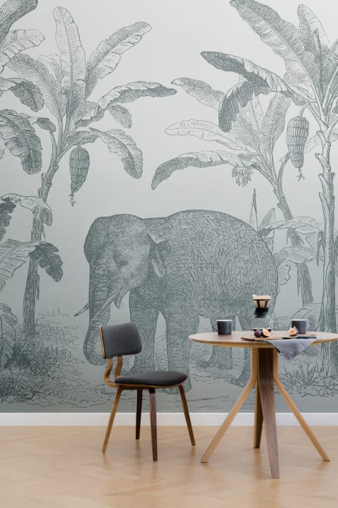 Blågrønn Årgang Utforsker Elefant fototapet