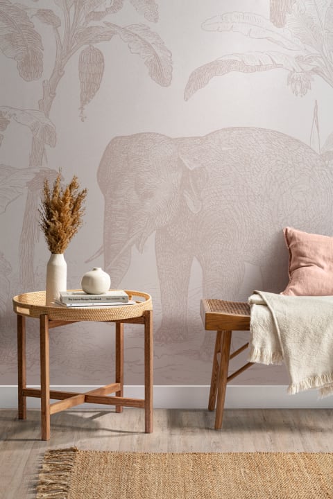 Mural de papel pintado Elefante Explorador antiguo Rosa