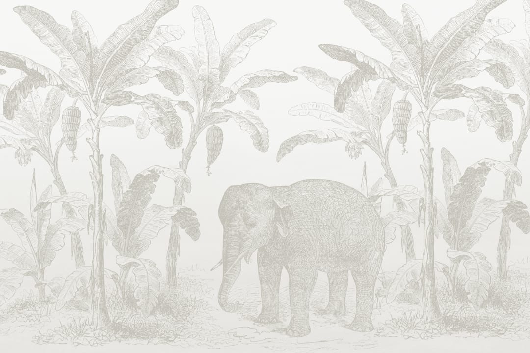 Neutral Vintage Explorer Elephant Wallpaper Mural