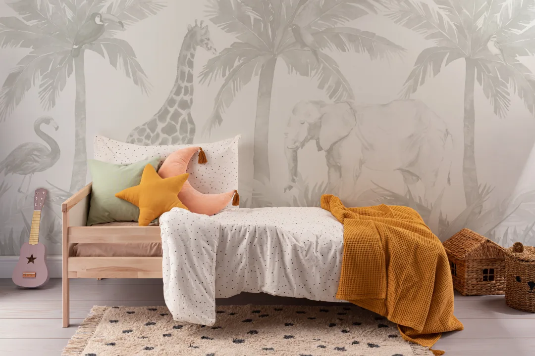 Mural de papel pintado Acuarela beige para cuarto de niños