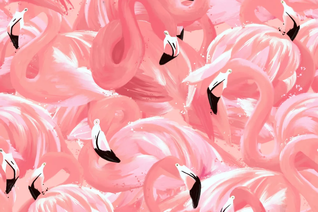 Pink Flamingo Bird Pattern Wallpaper Mural