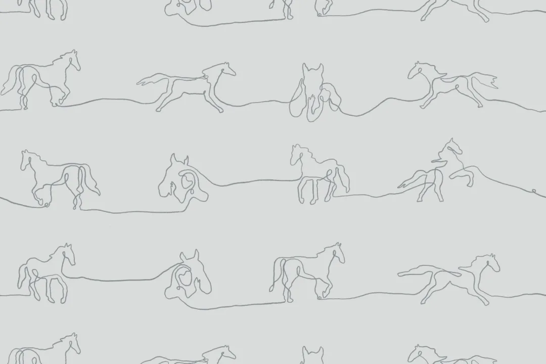Gray Line Drawing Horse Pattern Wallpaper Mural