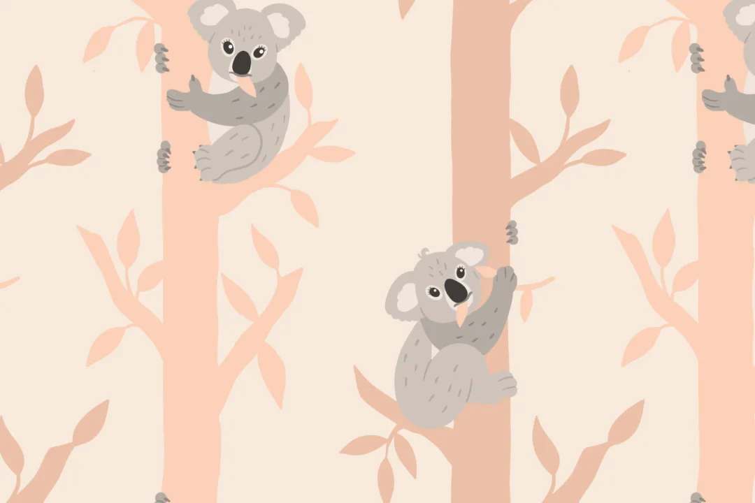 Kids Cute Cartoon Koala Repeat Pattern Wallpaper