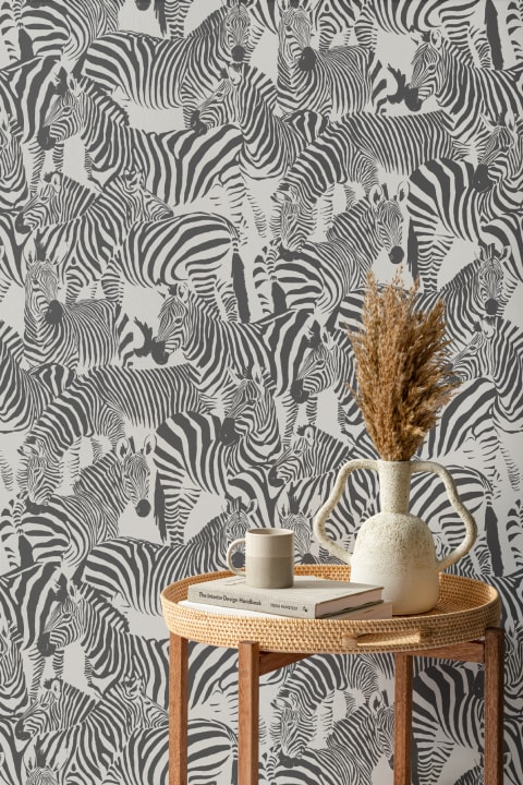 Czarno-biała Zebra Zwierzę Nowoczesny powtarzający się wzór tapety