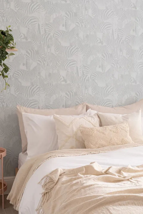 Gray Zebra Animal Modern Repeat Pattern Wallpaper