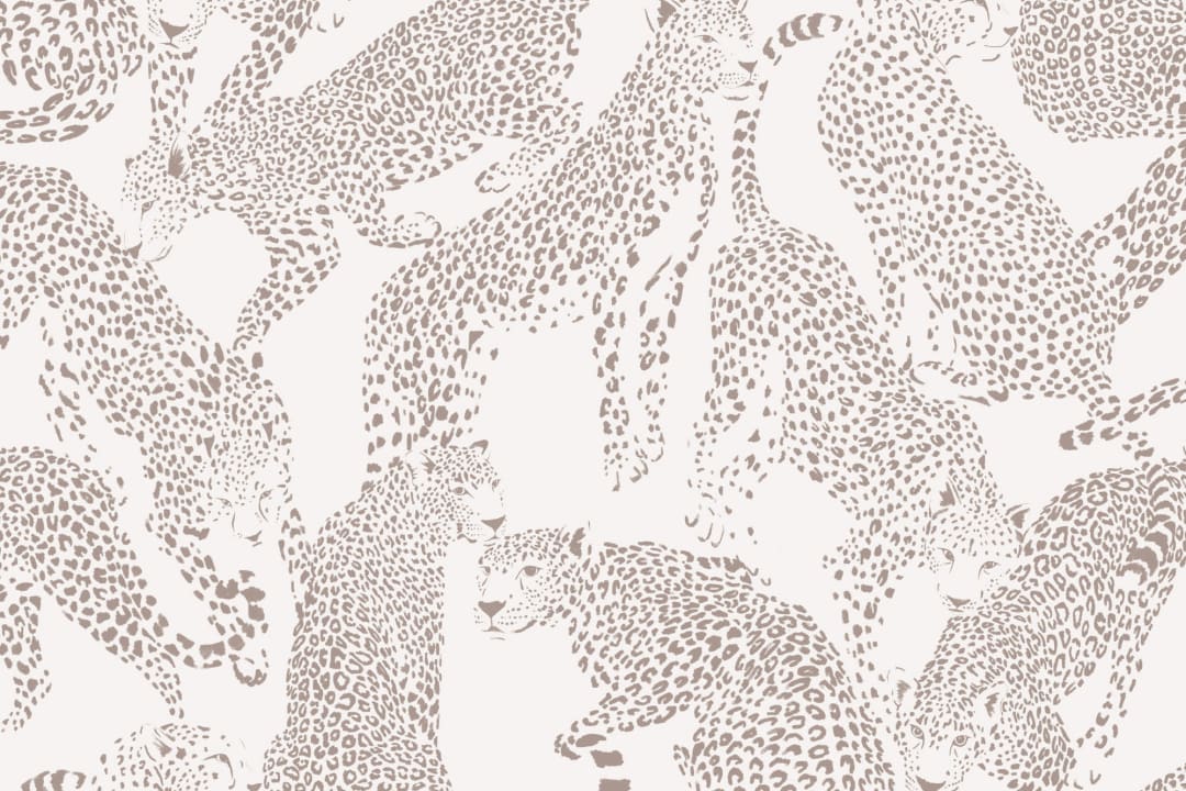 Modern Neutral Leopard and Cheetah Animal Repeat Pattern Wallpaper