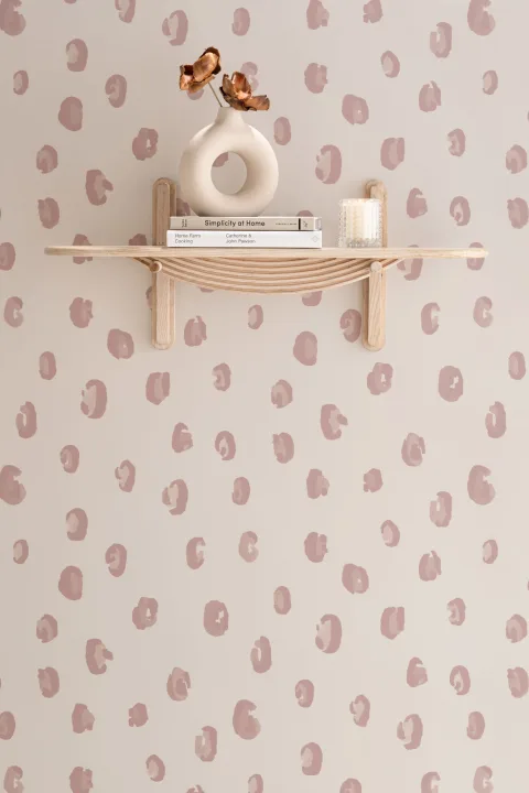 Rosa og nøytral akvarell Leopard Print Tapet
