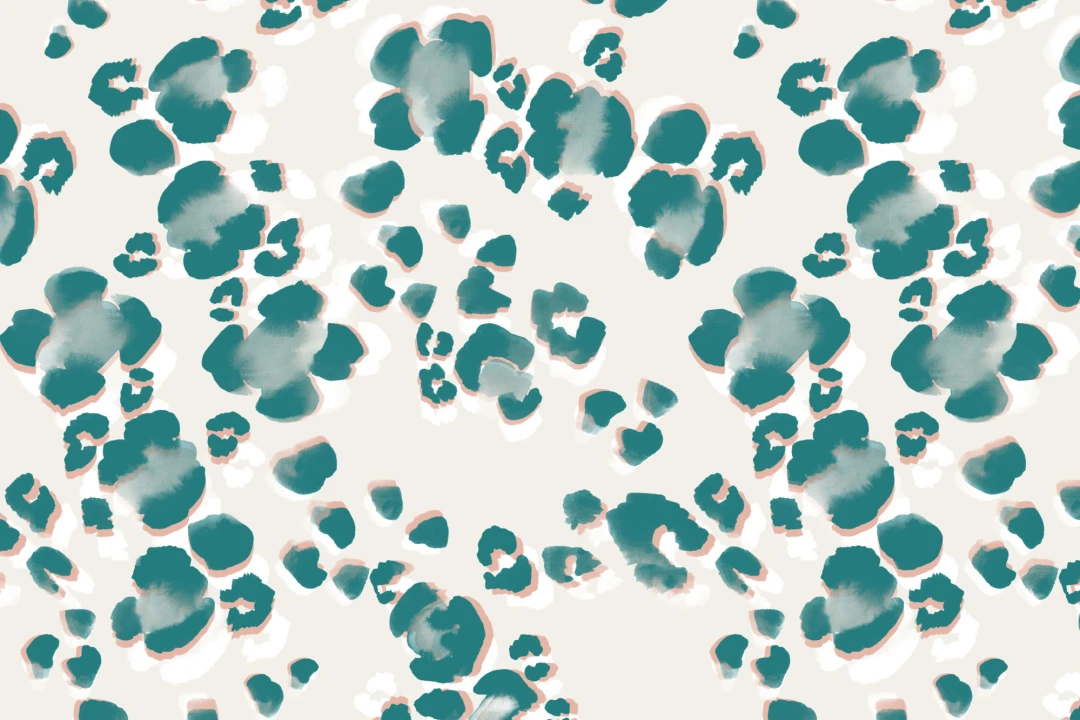 Teal Maximalist Leopard Spots Repeat Pattern Wallpaper