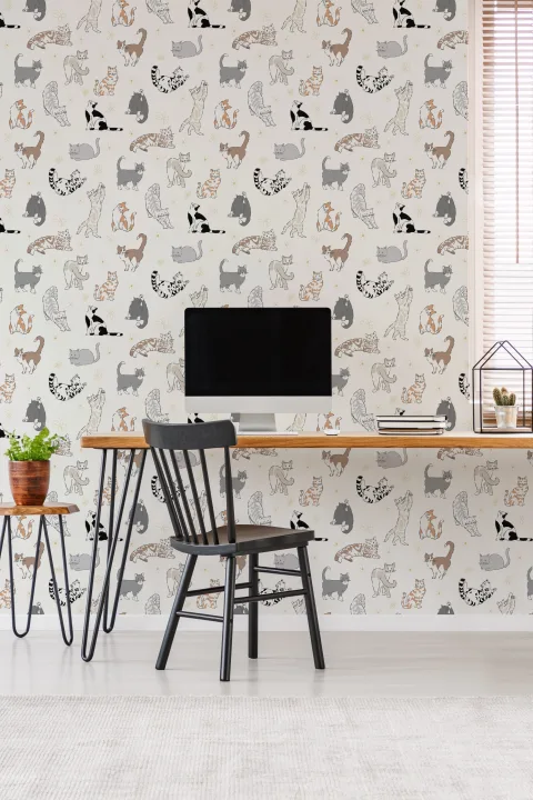 Nøytral kattefototapet med leken kattecharm