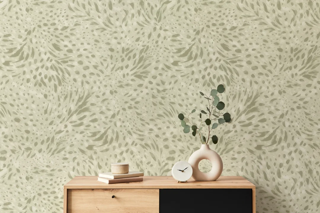 Green Abstract Nature Pattern Mural for Modern Spaces