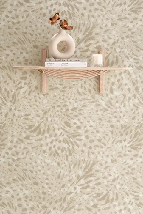 Beige abstracte patroon muurschildering voor moderne ruimtes