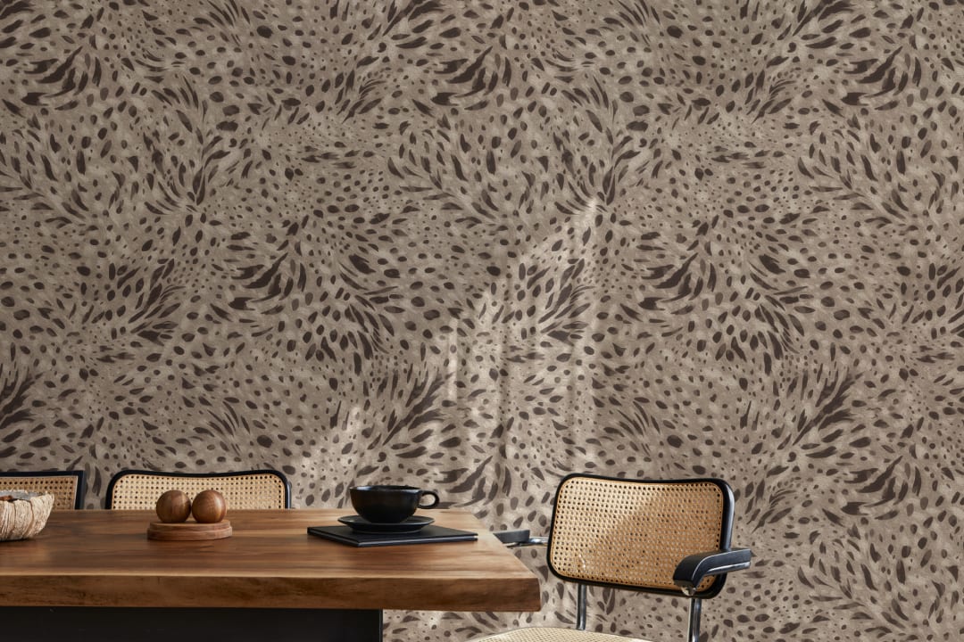 Dark Abstract Animal Pattern Mural With Neutral Tones