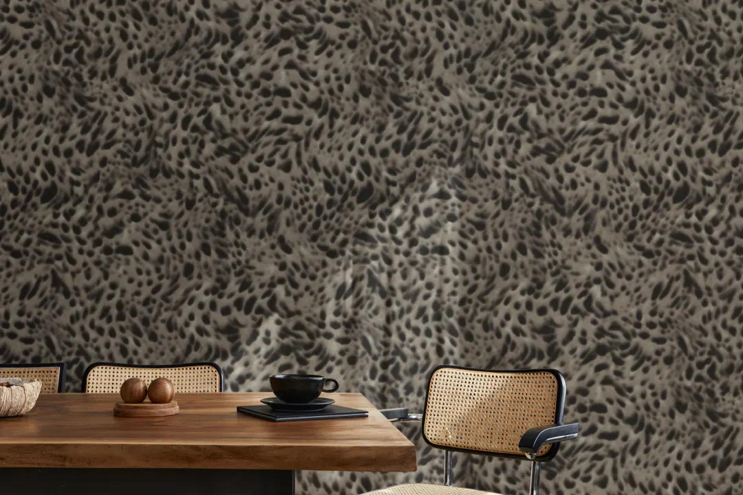 Schwarze Animal-Print-Muster-Fototapete für schicke Räume