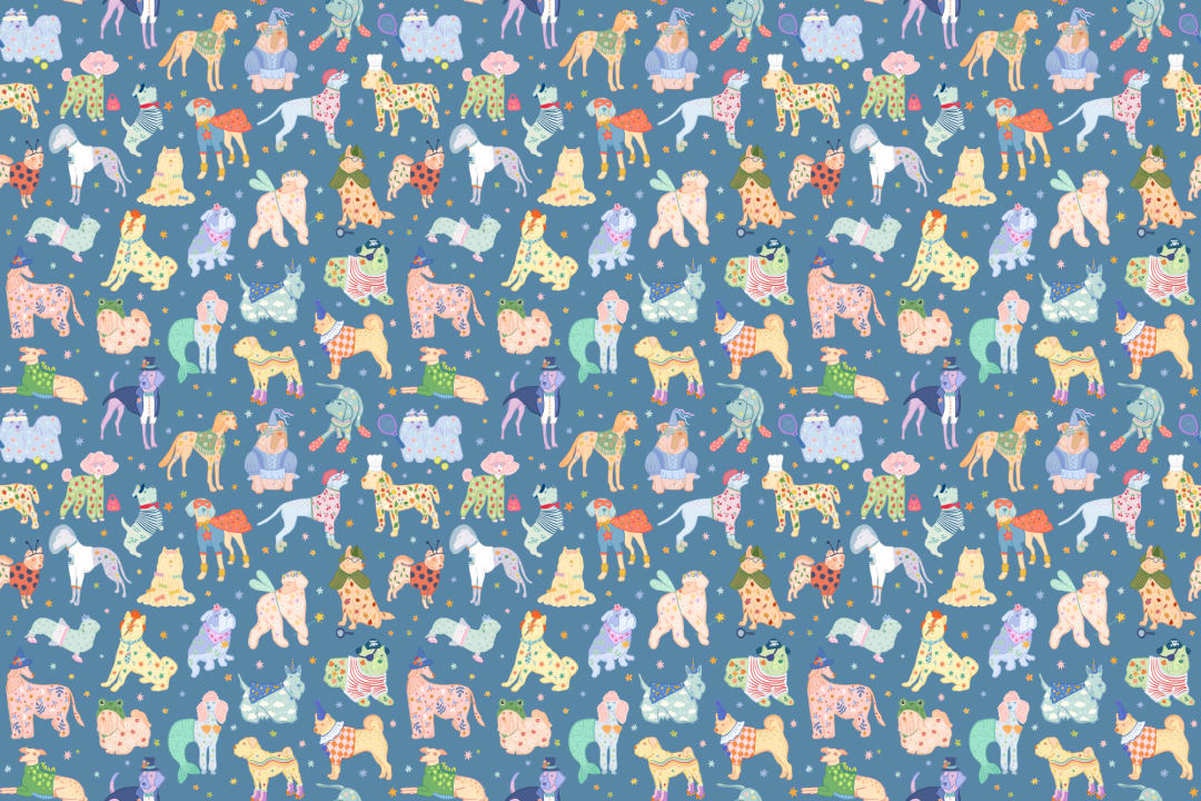 Papel pintado de perros azules disfrazados