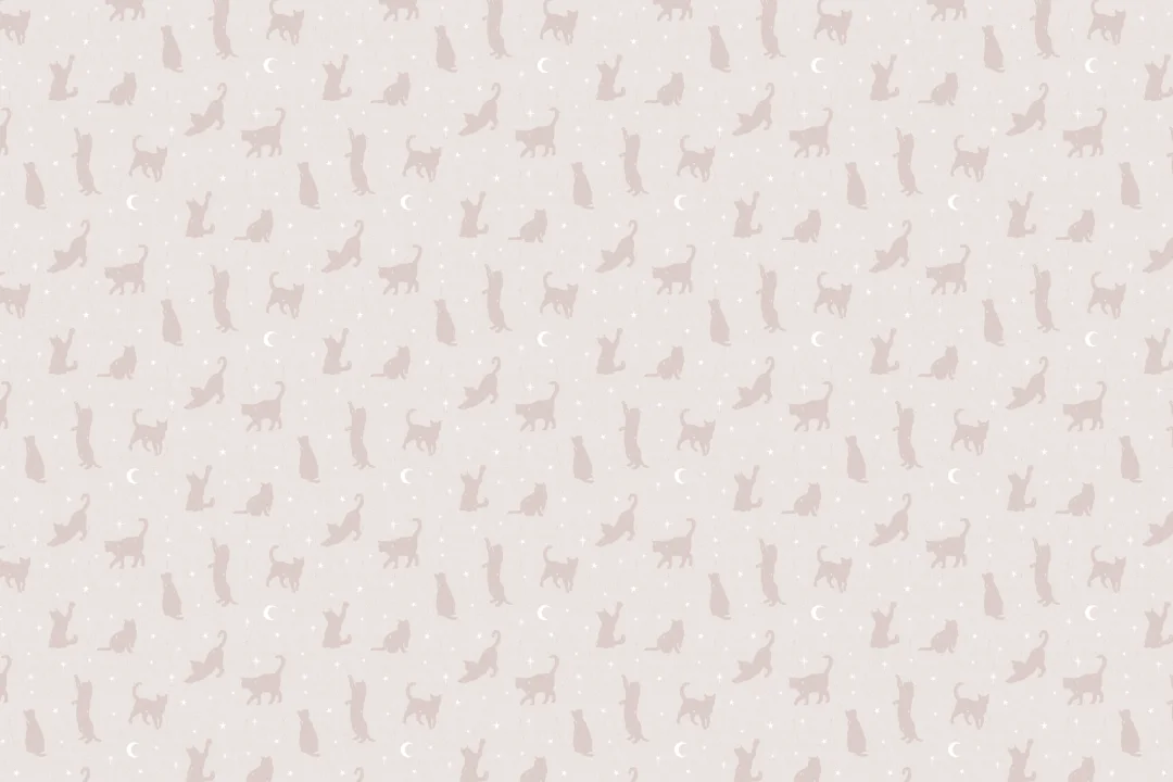 Pink Cat Moon & Stars Pattern Mural
