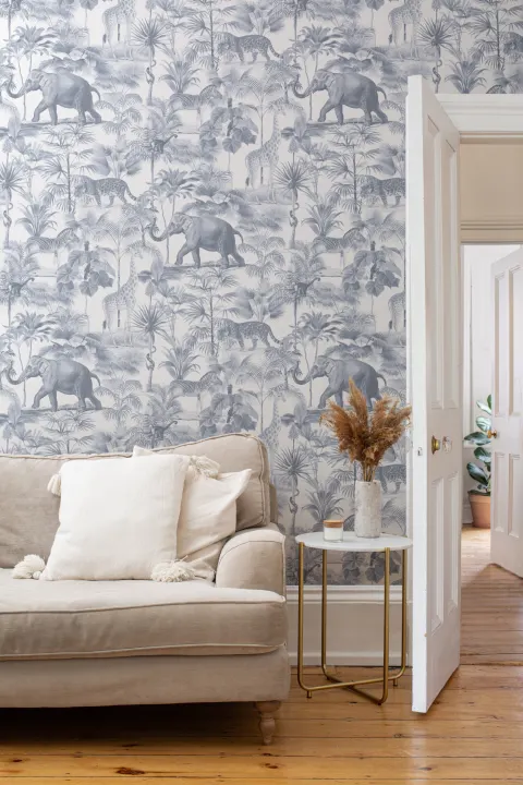 Papel pintado Azul Animales de la selva tropical