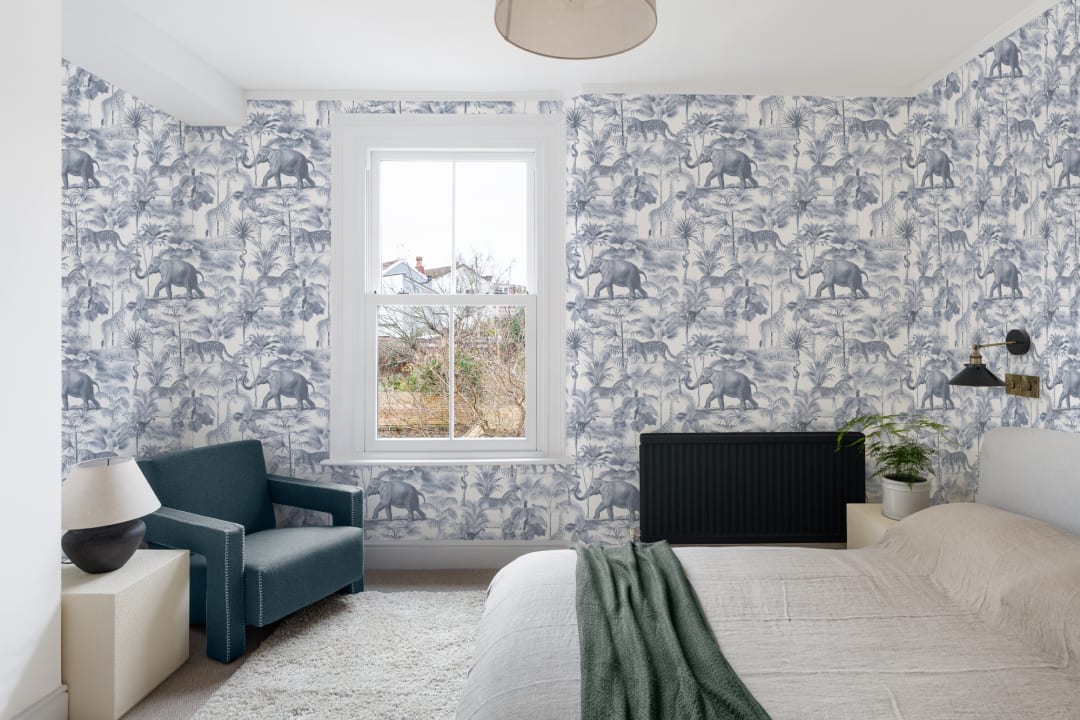 Blue Tropical Tonal Jungle Animal Wallpaper