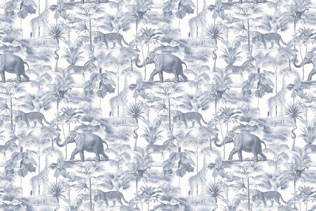 Papel pintado Azul Animales de la selva tropical
