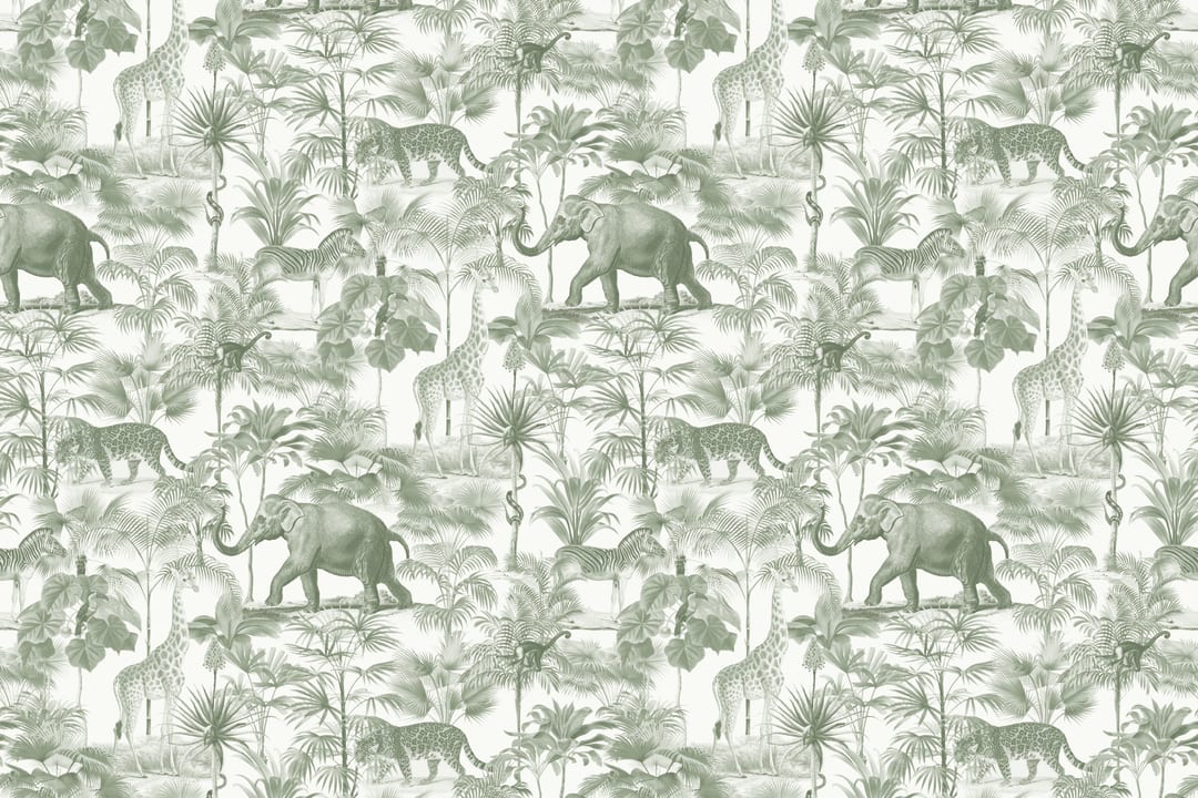 Green Tropical Tonal Jungle Animal Wallpaper
