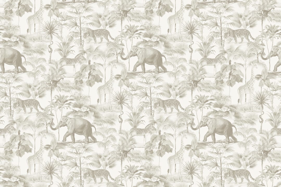Beige tropisk tonal jungle-dyretapet