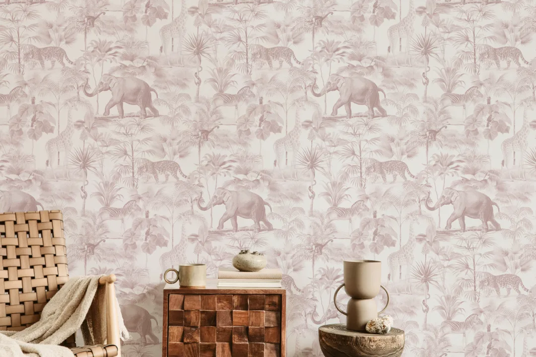 Roze Tropisch Tonaal Jungle Dierenbehang