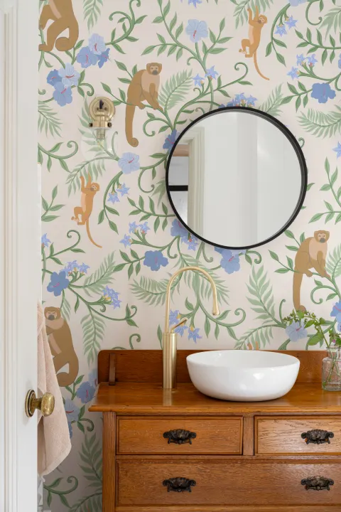 Mural Tropical Mono Macaco Beige