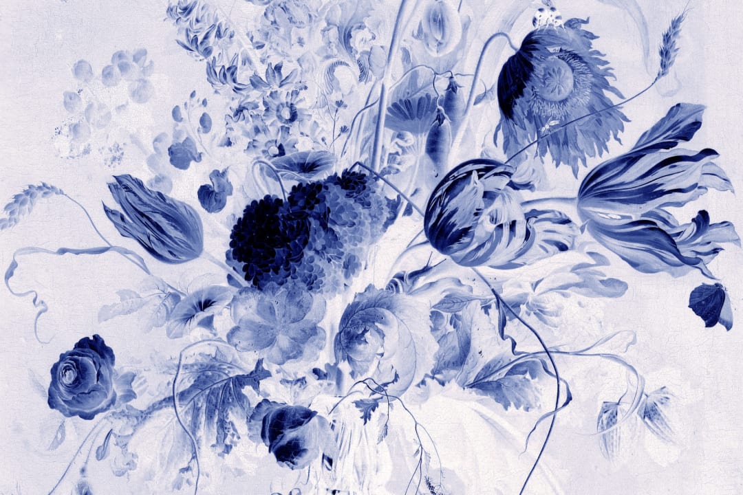 Blue Delft de Heem Floral Wallpaper Mural