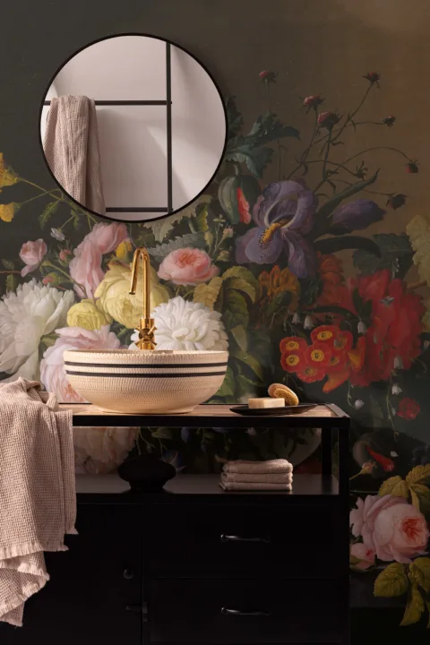 Mural Papel Pintado con Bodegón de Flores y Fruta de Severin Roesen