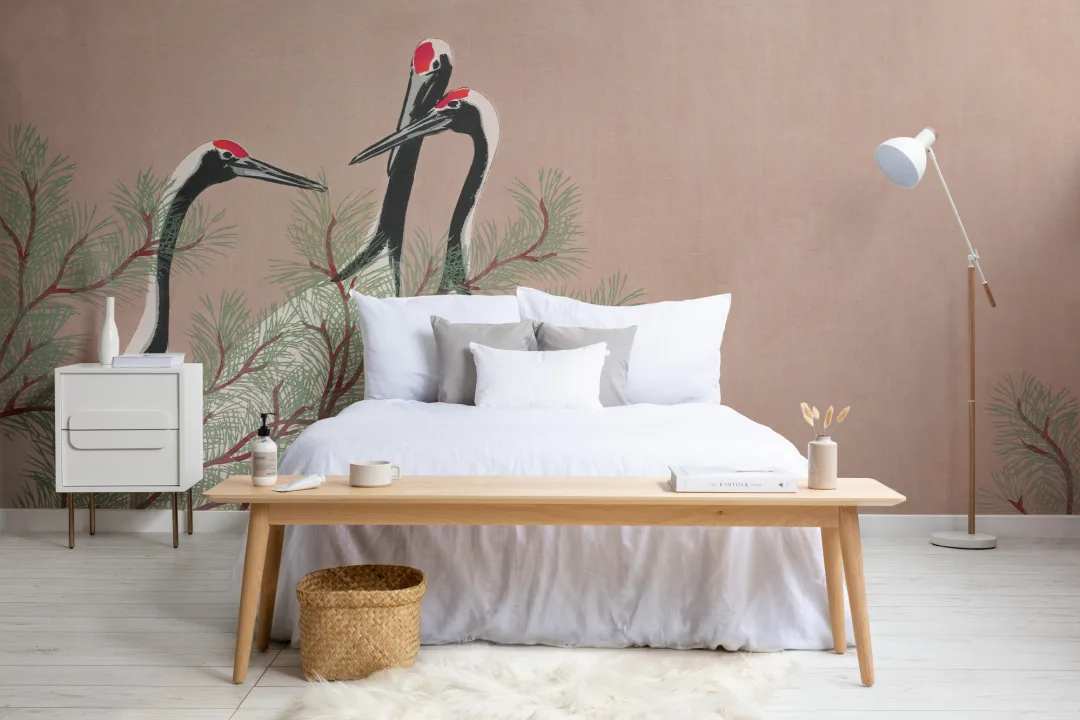 Cranes de Kamisaka Sekka Pictura japoneză Wallpaper Mural