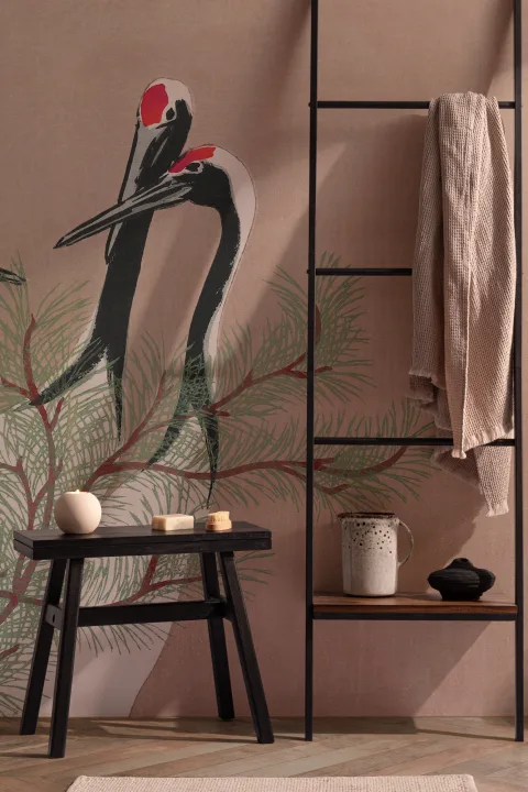 Mural Papel Pintado con Grullas Japonesas de Kamisaka Sekka