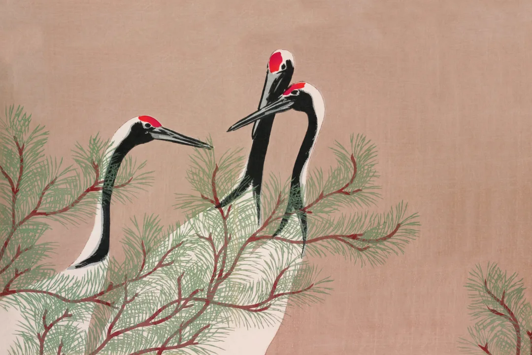 Kraner av Kamisaka Sekka Japanese Painting Fototapet