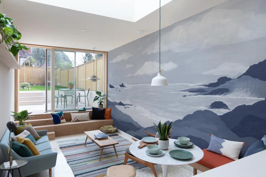 Blue Coastal Horizon Ocean Landscape Wall Mural