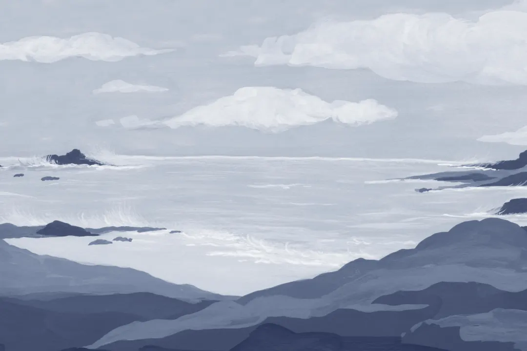 Blue Coastal Horizon Ocean Landscape Wall Mural