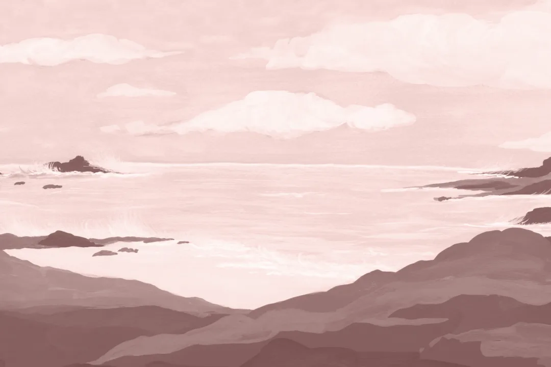 Pink Coastal Serenity Landscape Wallpaper Mural