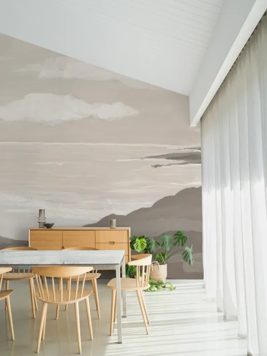 Beige havlandskap rolig fototapet