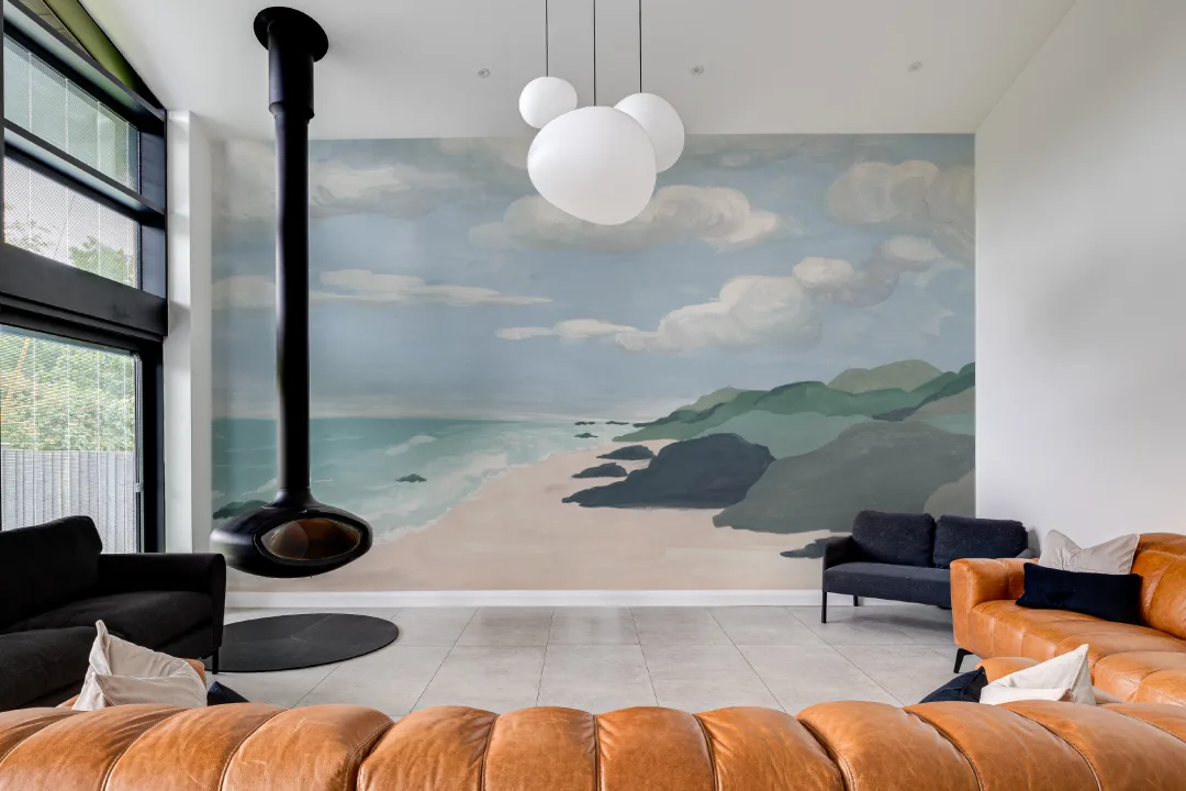 Blue Coastal Tranquility Nature Scene Mural
