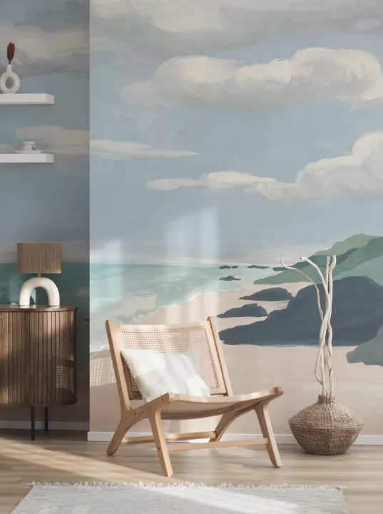 Murales de papel pintado de una escena de tranquilidad costera azul