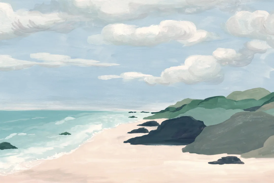 Blue Coastal Tranquility Nature Scene Mural