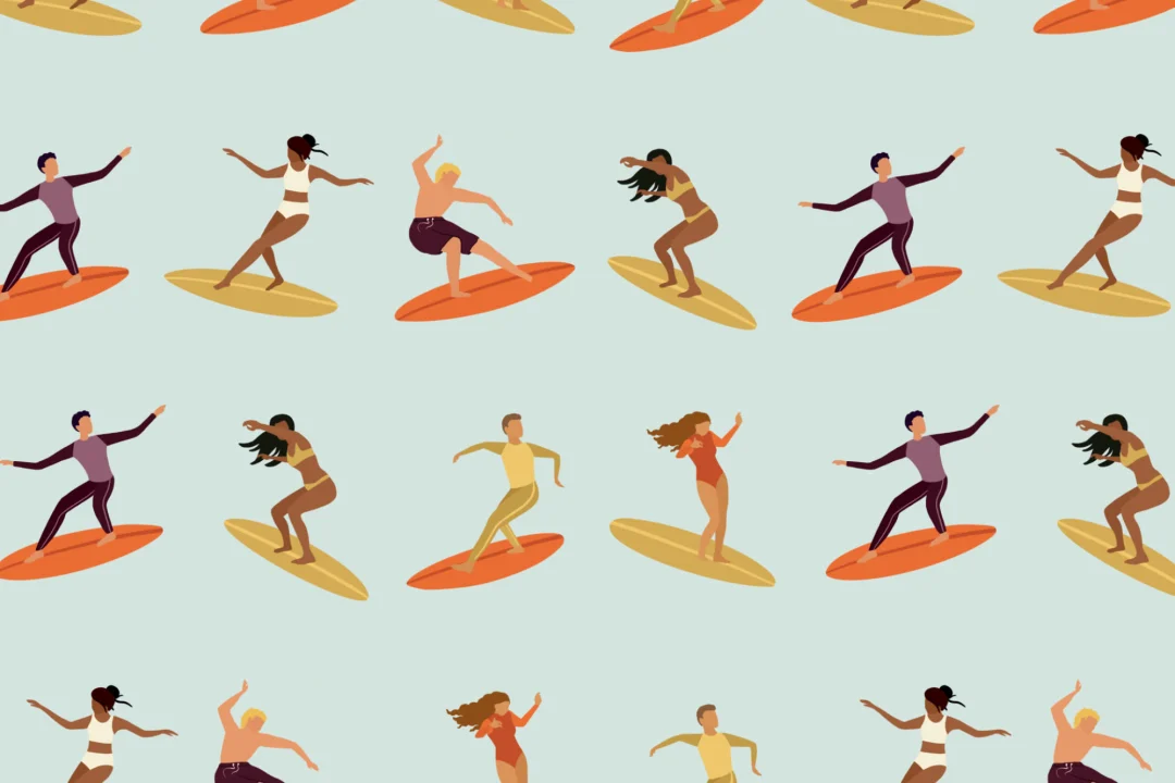 Retro Surfer Repeat Pattern Wallpaper