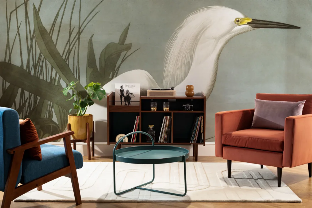 Snowy Heron Wallpaper Mural