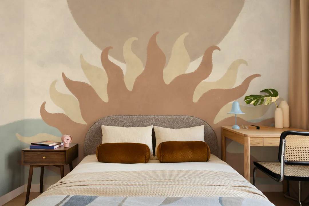 Blue Abstract Sunset Art Wall Mural