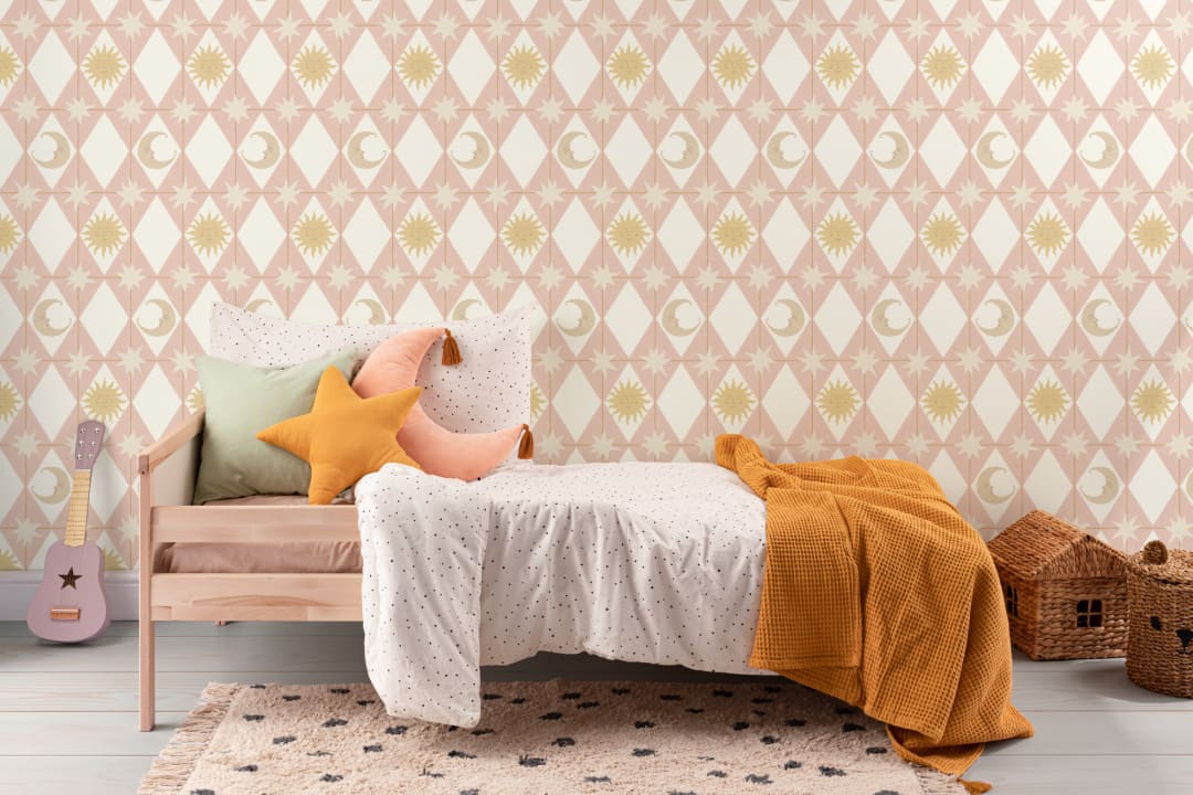Pink Geometric Celestial Kids' Dreamscape Mural